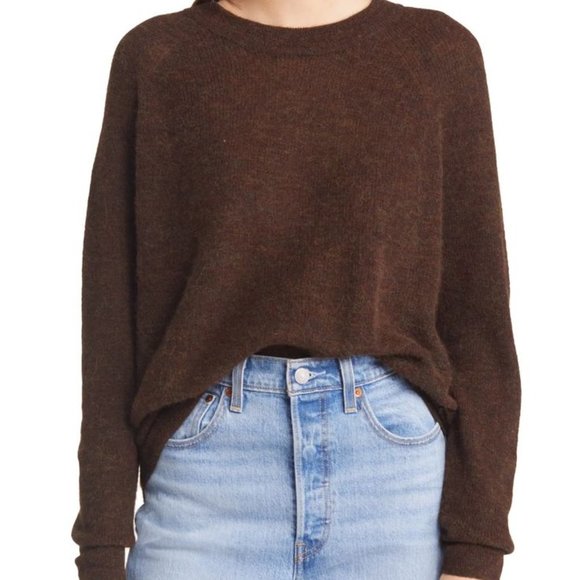 Madewell Sweaters - MADEWELL ELLISTON CROP PULLOVER SWEATER HEATHER COCOA SIZE S